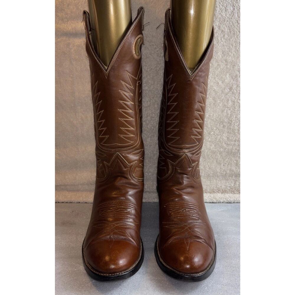 Vintage Tony Lama Buckaroo Cowboy Boots Brown Leather Women Size 370- 7